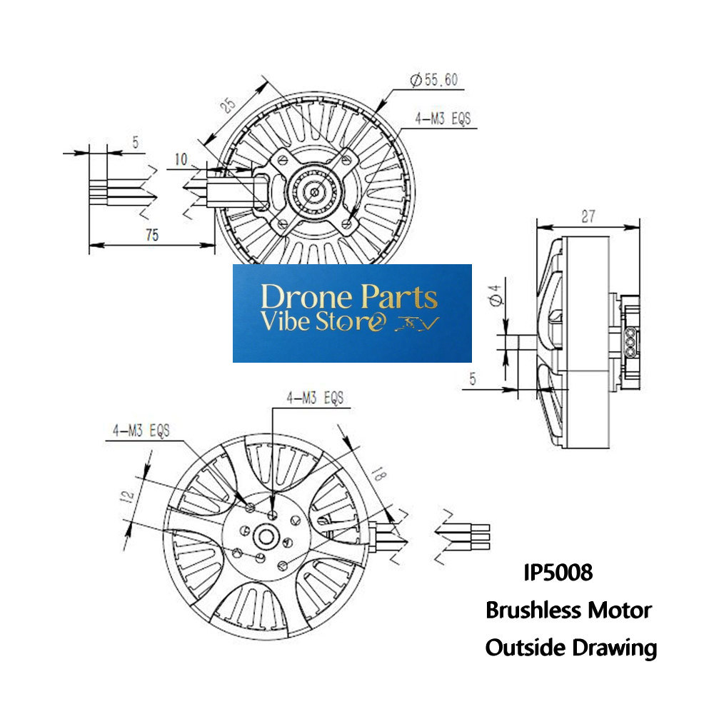 Photography Lighting Material - Бесщеточный двигатель DParts1IP5008 KV370 для мультироторных