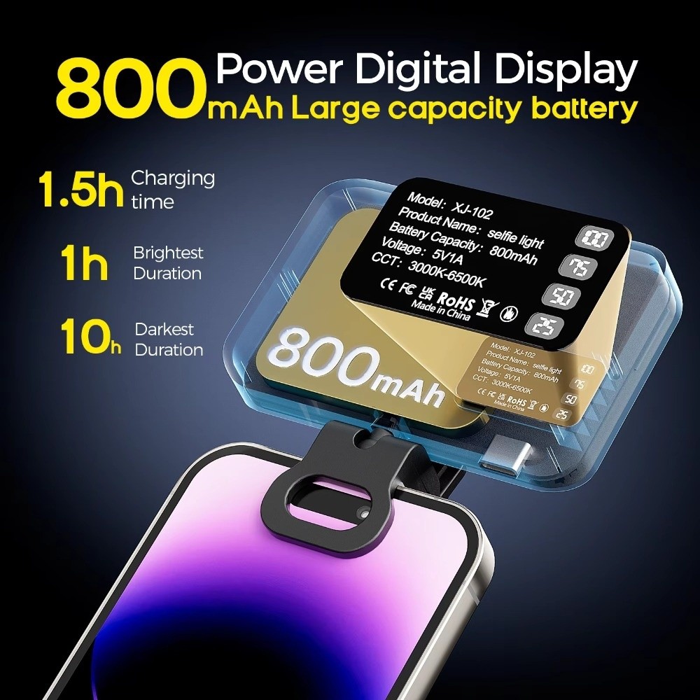 Photography Lighting With Flash - Светодиодный селфи-светильник 800/1000 мАч, 3 режима,